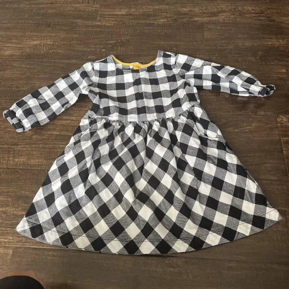 s2 Girls HANNA ANDERSSON Sz 120 7y Buffalo Check l/s Dress Flannel Gingham